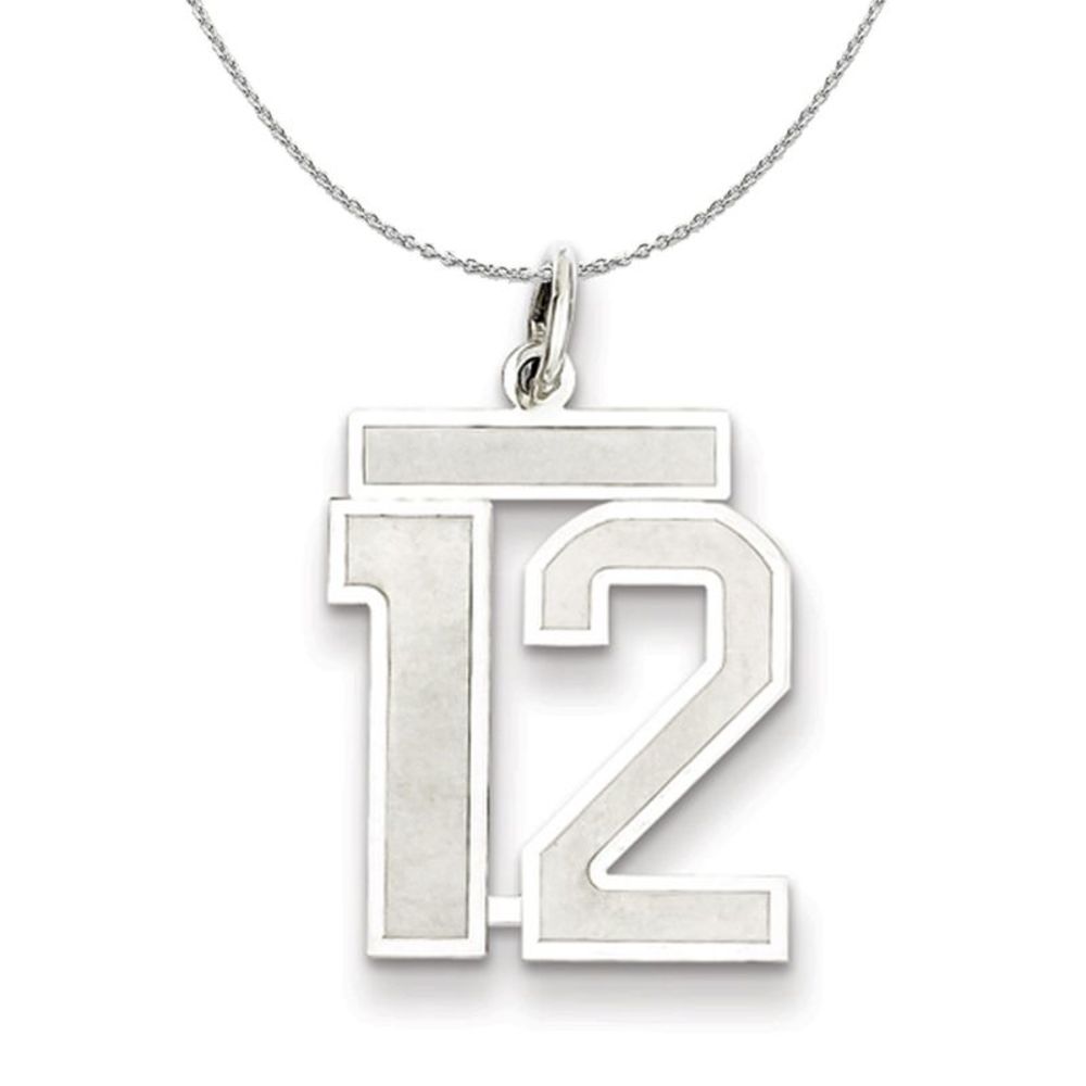 Sterling Silver, Jersey Collection, Medium Number 12 Necklace - 20 In